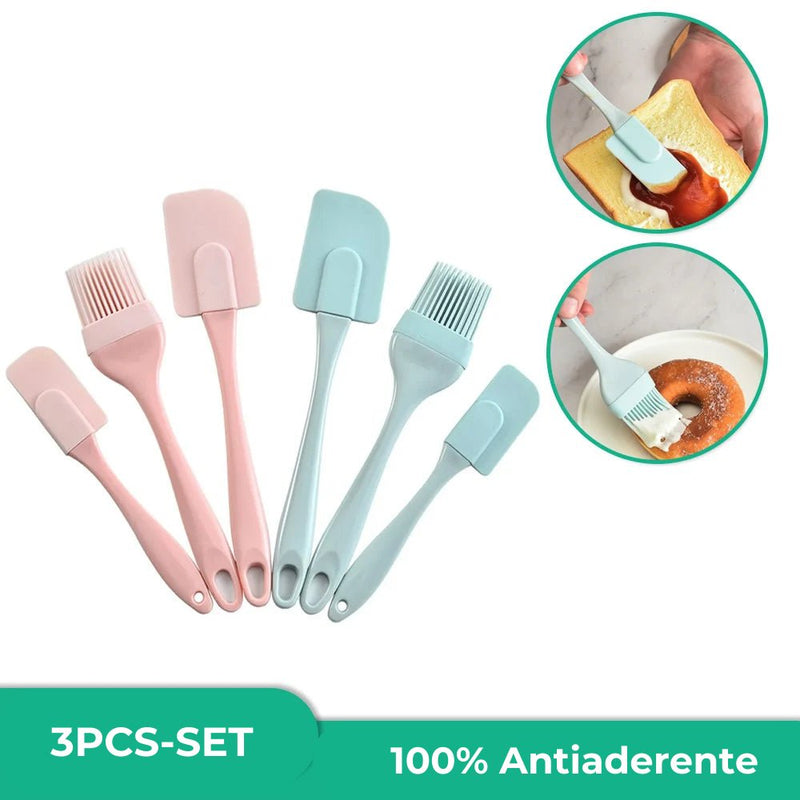 3 Peças Espátula/Pincel Antiaderentes de Silicone para Pão, Bolo, Manteiga