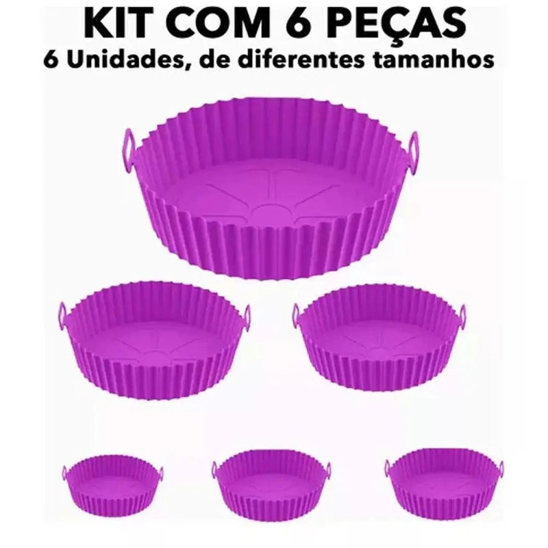 Kit 6 Capas Protetoras de Silicone para Air Fryer de Medidas Diferentes