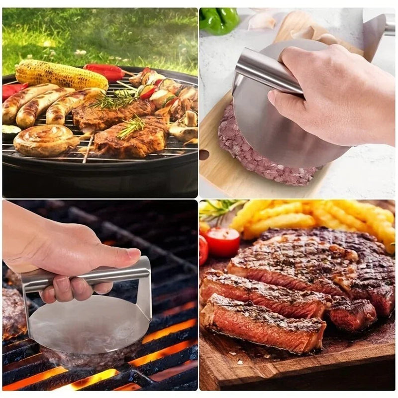 Prensa de Aço Inoxidável  Para Esmagar Hambúrguer Grill