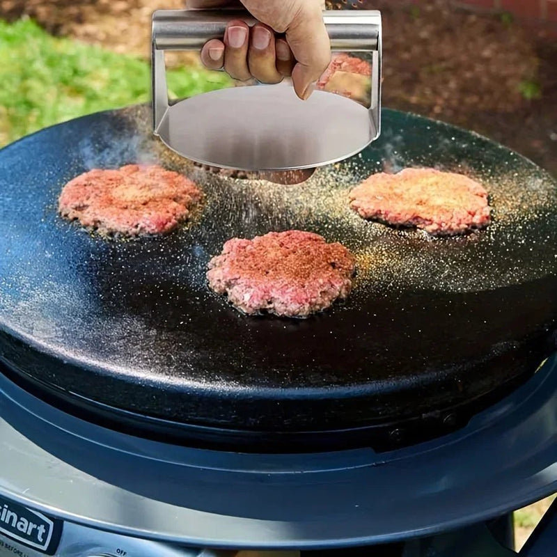 Prensa de Aço Inoxidável  Para Esmagar Hambúrguer Grill