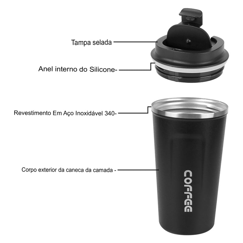 Caneca Térmica a Prova de Vazamentos - 380/510ml